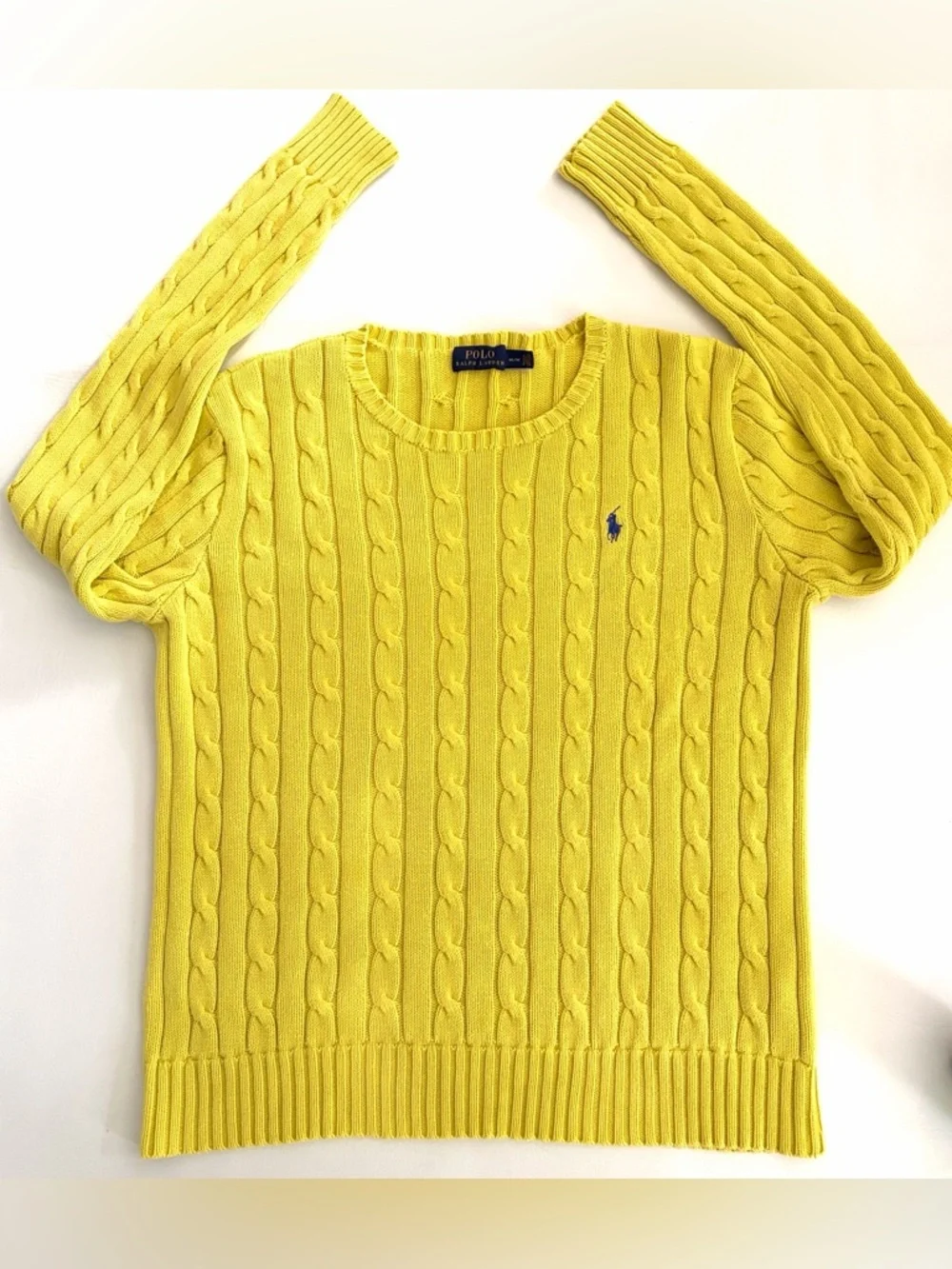 Polo Ralph Lauren Women’s Knit Sweater Yellow Crewneck size Medium - Picture 6 of 12